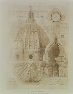 Plan, doorsnede en elevatie van de kathedraal van Florence, uit 